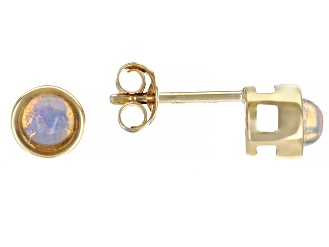 Multi Color Ethiopian Opal 10k Yellow Gold Childrens Stud Earrings 3mm