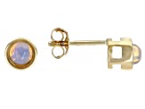 Multi Color Ethiopian Opal 10k Yellow Gold Stud Earrings 3mm
