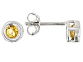 Golden Citrine Rhodium Over 10k White Gold Stud Earrings .20ctw