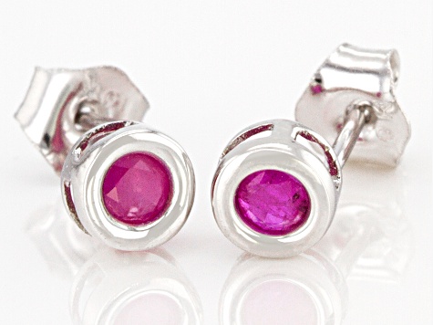 Red Ruby Rhodium Over 10k White Gold Earrings .30ctw