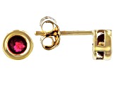 Ruby 10k Yellow Gold Childrens Stud Earrings .22ctw