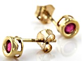 Ruby 10k Yellow Gold Childrens Stud Earrings .22ctw