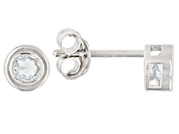 Picture of Blue Brazilian Aquamarine Rhodium Over 10k White Gold Childrens Stud Earrings .22ctw