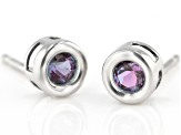 Teal Lab Created Alexandrite Rhodium Over 10k White Gold Stud Earrings .34ctw