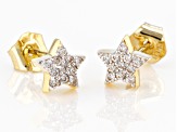 White Zircon 10k Yellow Gold Star Childrens Stud Earrings .17ctw