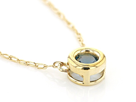 London Blue Topaz 10k Yellow Gold Child's Necklace .11ct