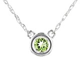 Green Peridot Rhodium Over 10k White Gold Childrens Necklace .11ct