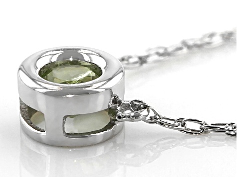 Green Peridot Rhodium Over 10k White Gold Necklace .11ct