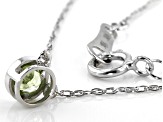 Green Peridot Rhodium Over 10k White Gold Necklace .11ct