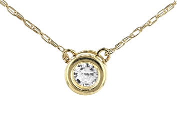 Picture of White Zircon 10k Yellow Gold Children's Necklace .11ct