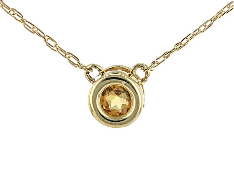 Golden Citrine 10k Yellow Gold Child's Necklace .10ct