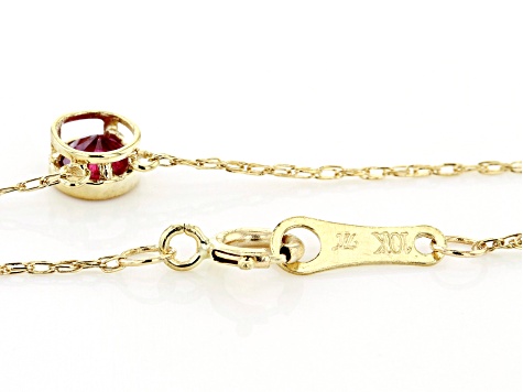 Red Ruby 10k Yellow Gold Child's Necklace .11ct