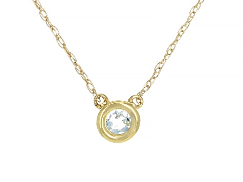 Blue Aquamarine 10k Yellow Gold Child's Necklace .11ct