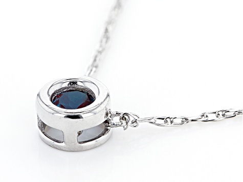 Teal Lab Created Alexandrite Rhodium Over 10k White Gold Child's Necklace