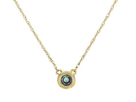Teal Lab Created Alexandrite 10k Yellow Gold Childrens Necklace .17ct