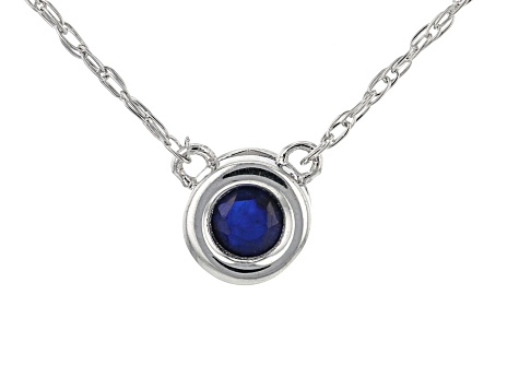 Blue Sapphire Rhodium Over 10k White Gold Child's Necklace .10ct