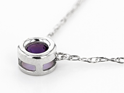 Purple African Amethyst Rhodium Over 10k White Gold Child's Necklace .10ct