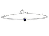 Blue Sapphire Rhodium Over 10k White Gold Bracelet .10ct