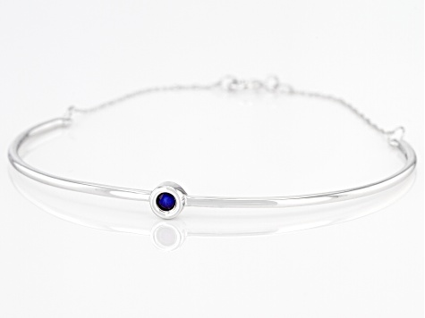 Blue Sapphire Rhodium Over 10k White Gold Bracelet .10ct