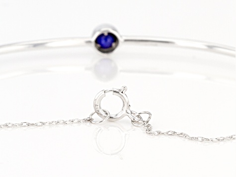 Blue Sapphire Rhodium Over 10k White Gold Bracelet .10ct