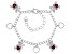 Red Garnet Rhodium Over Sterling Silver Teddy Bear Children's Bracelet .98ctw