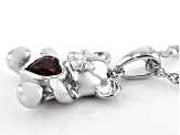 Red Garnet Rhodium Over Silver Childrens Pendant With Chain .45ct