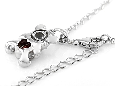 Red Garnet Rhodium Over Silver Childrens Pendant With Chain .45ct