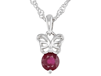 Picture of Red Mahaleo® Ruby Rhodium Over Sterling Silver Childrens Pendant with Chain .63ct