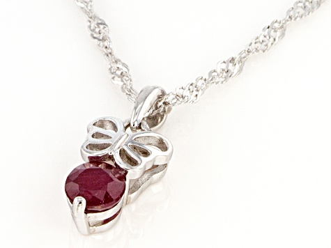Red Mahaleo® Ruby Rhodium Over Sterling Silver Childrens Pendant with Chain .63ct