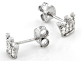 white zircon rhodium over silver children's crown earrings .22ctw