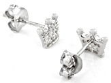 white zircon rhodium over silver children's crown earrings .22ctw