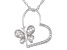 White Zircon Rhodium Over Sterling Silver Childrens Heart & Butterfly Pendant/Chain .12ctw
