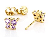 Purple African Amethyst 10k Yellow Gold Childrens Butterfly Stud Earrings .24ctw