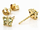 Green Manchurian Peridot(TM) 10k Yellow Gold Childrens Butterfly Stud Earrings .21ctw