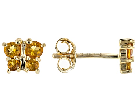 Golden Citrine 10k Yellow Gold Child's Butterfly Stud Earrings .24ctw