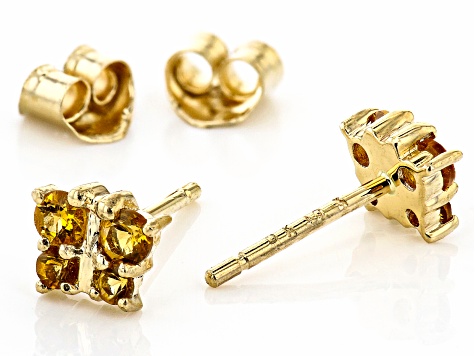 Golden Citrine 10k Yellow Gold Child's Butterfly Stud Earrings .24ctw