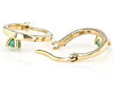 Green Sakota Emerald 10k Yellow Gold Childrens Hoop Earrings .10ctw