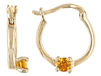 Picture of Golden Citrine 10k Yellow Gold Childrens Hoop Earrings .07ctw