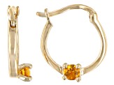 Golden Citrine 10k Yellow Gold Children's Hoop Earrings .07ctw