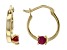 Red Ruby 10k Yellow Gold Child's Hoop Earrings