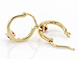 Red Ruby 10k Yellow Gold Childrens Hoop Earrings
