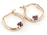 Teal Lab Created Alexandrite 10k Yellow Gold Child's Hoop Earrings .07ctw