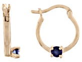 Blue Sapphire 10k Yellow Gold Childrens Hoop Earrings .07ctw