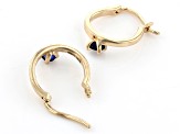 Blue Sapphire 10k Yellow Gold Childrens Hoop Earrings .07ctw