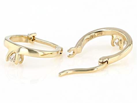 White Zircon 10k Yellow Gold Childrens Hoop Earrings .11ctw