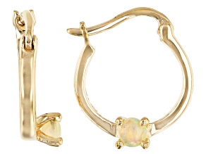 Multi Color Ethiopian Opal 10k Yellow Gold Child's Hoop Earrings .09ctw