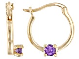 Purple Amethyst 10k Yellow Gold Childrens Hoop Earrings .07ctw
