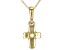 Multi Color Ethiopian Opal 10k Yellow Gold Child's Cross Pendant With Chain .02ct