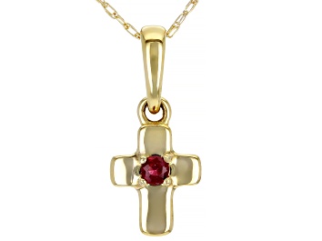 Picture of Red Mahaleo® Ruby 10k Yellow Gold Children's Cross Pendant With Chain .04ct