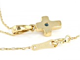 Blue Aquamarine 10k Yellow Gold Child's Cross Pendant With Chain .03ct